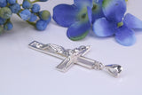 50 mm Long, Large Sterling Silver Crucifix, Made From Solid Cast Silver, British Hallmarked