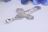 67 mm Long, Large Ornate Sterling Silver Crucifix, Made From Solid Cast Silver, British Hallmarked