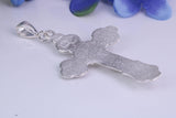 67 mm Long, Large Ornate Sterling Silver Crucifix, Made From Solid Cast Silver, British Hallmarked