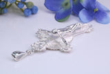 Large 67 mm Long Chunky and very Ornate Crucifix Necklace, Made From Solid Cast Silver, British Hallmarked