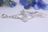 Large 67 mm Long Chunky and very Ornate Crucifix Necklace, Made From Solid Cast Silver, British Hallmarked