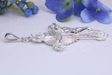 Large 67 mm Long Chunky and very Ornate Crucifix Necklace, Made From Solid Cast Silver, British Hallmarked