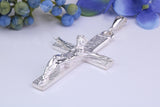 55 mm Long, Large and Heavy Sterling Silver Crucifix, Made From Solid Cast Silver, British Hallmarked