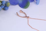 Rose Gold Wishbone Necklace Together with Rose Gold Chain, Made from Solid Cast Rose Gold with High Polished Finish and British Hallmarked