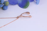 Rose Gold Wishbone Necklace Together with Rose Gold Chain, Made from Solid Cast Rose Gold with High Polished Finish and British Hallmarked