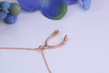 Rose Gold Wishbone Necklace Together with Rose Gold Chain, Made from Solid Cast Rose Gold with High Polished Finish and British Hallmarked