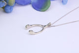 White Gold Wishbone Necklace Together with White Gold Chain, Made from Solid Cast White Gold with High Polished Finish and British Hallmark