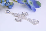 Large 46 mm Long Ornate Cross, Made From Solid Cast Silver
