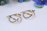 20 mm Long Two Colour Hoop Creole Earrings Made from 9ct Yellow and White Gold