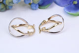 20 mm Long Two Colour Hoop Creole Earrings Made from 9ct Yellow and White Gold