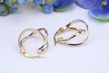 20 mm Long Two Colour Hoop Creole Earrings Made from 9ct Yellow and White Gold
