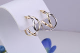 20 mm Long Two Colour Hoop Creole Earrings Made from 9ct Yellow and White Gold