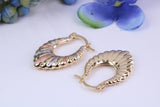 24 mm Long Three Colour Hoop Creole Earrings Made from 9ct Yellow Gold
