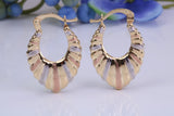24 mm Long Three Colour Hoop Creole Earrings Made from 9ct Yellow Gold