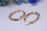 30 mm Long Two Tone Hoop Creole Earrings Made from Solid 9ct Yellow Gold