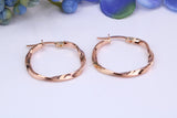 23 mm Round Creole Hood Earrings Made from 9ct Rose Gold