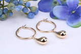 35 mm Long Dropper Hoop Earrings Made from 9ct Yellow Gold
