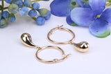 35 mm Long Dropper Hoop Earrings Made from 9ct Yellow Gold
