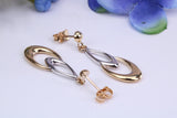 34 mm Long Two Tone Gold Dropper Earrings Made from 9ct Yellow Gold