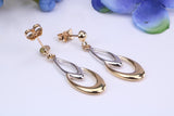 34 mm Long Two Tone Gold Dropper Earrings Made from 9ct Yellow Gold