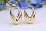 22 mm Long Chunky Looking Hoop Creole Earrings Made from 9ct Yellow Gold
