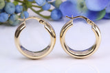21 mm Round Chunky Looking Hoop Creole Earrings Made from 9ct Yellow Gold