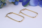 27 mm Long Rectangle Hoop Creole Earrings Made from Solid 9ct Yellow Gold