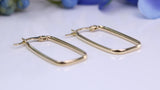 27 mm Long Rectangle Hoop Creole Earrings Made from Solid 9ct Yellow Gold