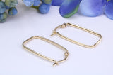 27 mm Long Rectangle Hoop Creole Earrings Made from Solid 9ct Yellow Gold