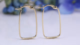 27 mm Long Rectangle Hoop Creole Earrings Made from Solid 9ct Yellow Gold