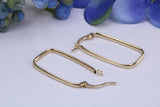 27 mm Long Rectangle Hoop Creole Earrings Made from Solid 9ct Yellow Gold