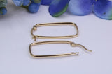27 mm Long Rectangle Hoop Creole Earrings Made from Solid 9ct Yellow Gold