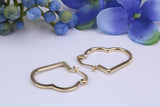 20 mm Love Heart Shape Hoop Creole Earrings Made from Solid 9ct Yellow Gold