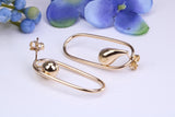 32 mm Long Dropper Hoop Earrings Made from 9ct Yellow Gold
