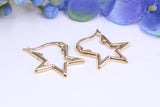 20 mm Star Shape Hoop Creole Earrings Made from Solid 9ct Yellow Gold