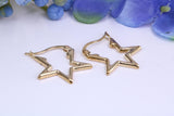 20 mm Star Shape Hoop Creole Earrings Made from Solid 9ct Yellow Gold