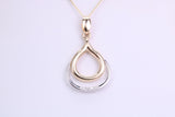Diamond set Necklace, Two Tone Finish, Together with 16 Inch Long Chain, Made from Solid Yellow Gold