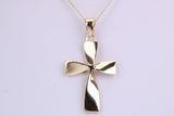 25 mm Long Cross Together with 16 Inch Long Chain, Made from Solid Yellow Gold with High Polished Finish