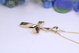 25 mm Long Cross Together with 16 Inch Long Chain, Made from Solid Yellow Gold with High Polished Finish