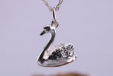 Swan Charm Necklace, made from solid cast Silver, complete with Silver Chain