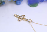 Small Solid Gold Cross Together with 16 Inch Long Chain, Made from Solid Yellow Gold with High Polished Finish