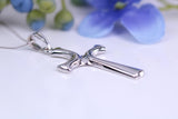 38 mm Long White Gold Cross Necklace Together with 16 Inch Long Chain, Made from Solid White Gold with High Polished Finish