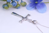38 mm Long White Gold Cross Necklace Together with 16 Inch Long Chain, Made from Solid White Gold with High Polished Finish