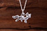 Fox Charm Necklace, made from solid cast Silver, complete with Silver Chain