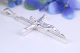 55 mm Long, Large and Heavy Sterling Silver Crucifix, Made From Solid Cast Silver, British Hallmarked