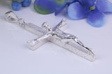 55 mm Long, Large and Heavy Sterling Silver Crucifix, Made From Solid Cast Silver, British Hallmarked