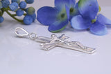 50 mm Long, Large Sterling Silver Crucifix, Made From Solid Cast Silver, British Hallmarked