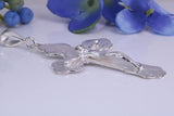 67 mm Long, Large Ornate Sterling Silver Crucifix, Made From Solid Cast Silver, British Hallmarked