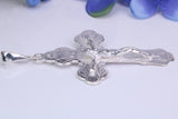 67 mm Long, Large Ornate Sterling Silver Crucifix, Made From Solid Cast Silver, British Hallmarked
