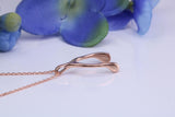 Rose Gold Wishbone Necklace Together with Rose Gold Chain, Made from Solid Cast Rose Gold with High Polished Finish and British Hallmarked